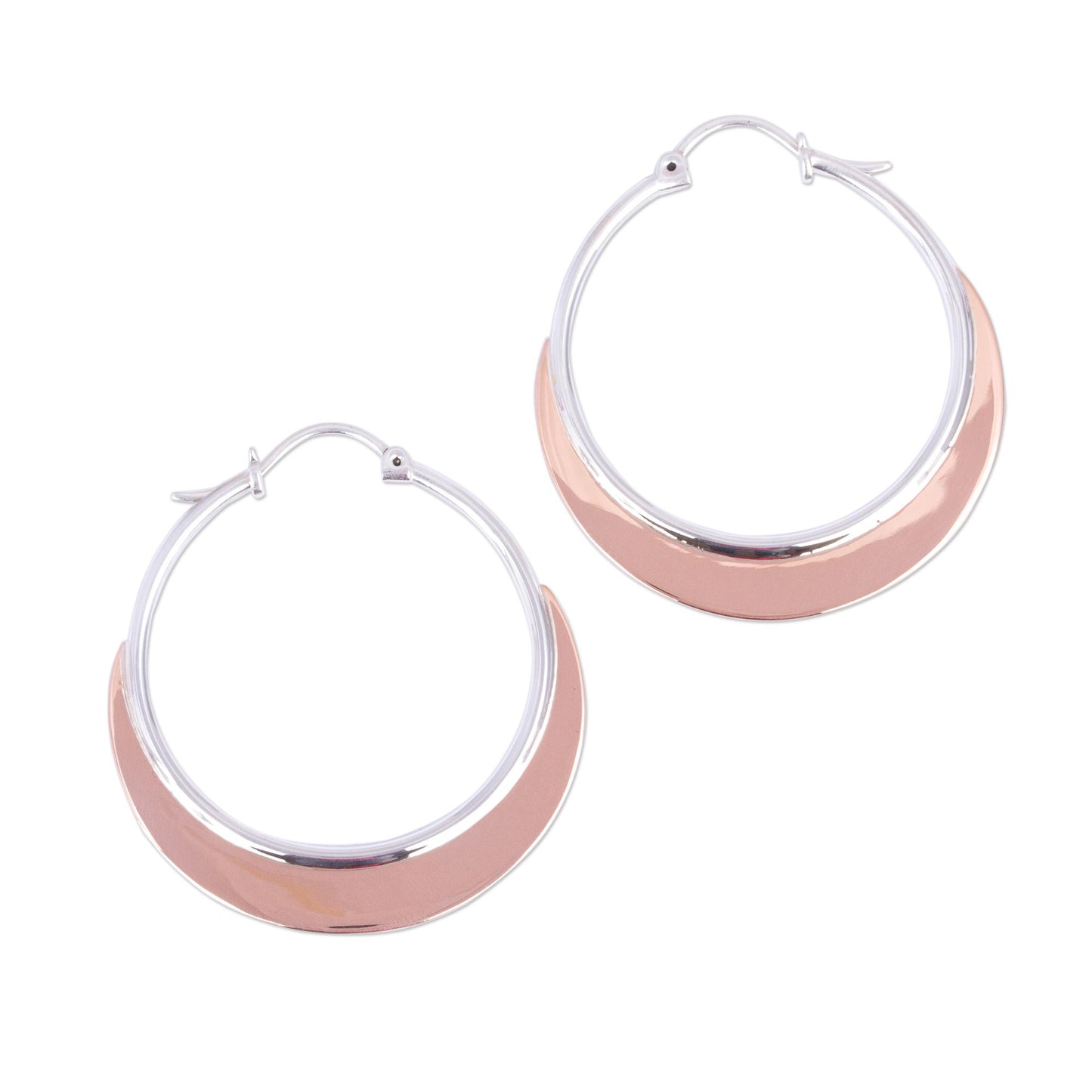 Copper Light Copper Plated Sterling Silver Hoop Earrings from Mexico