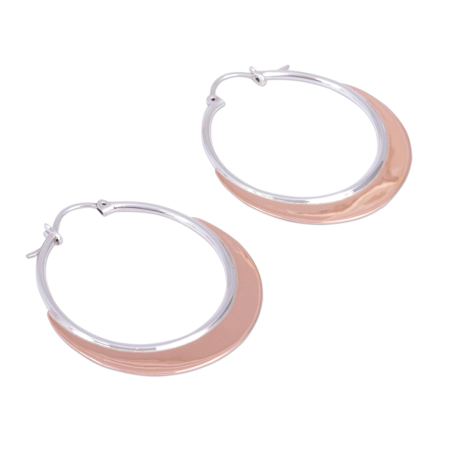 Copper Light Copper Plated Sterling Silver Hoop Earrings from Mexico