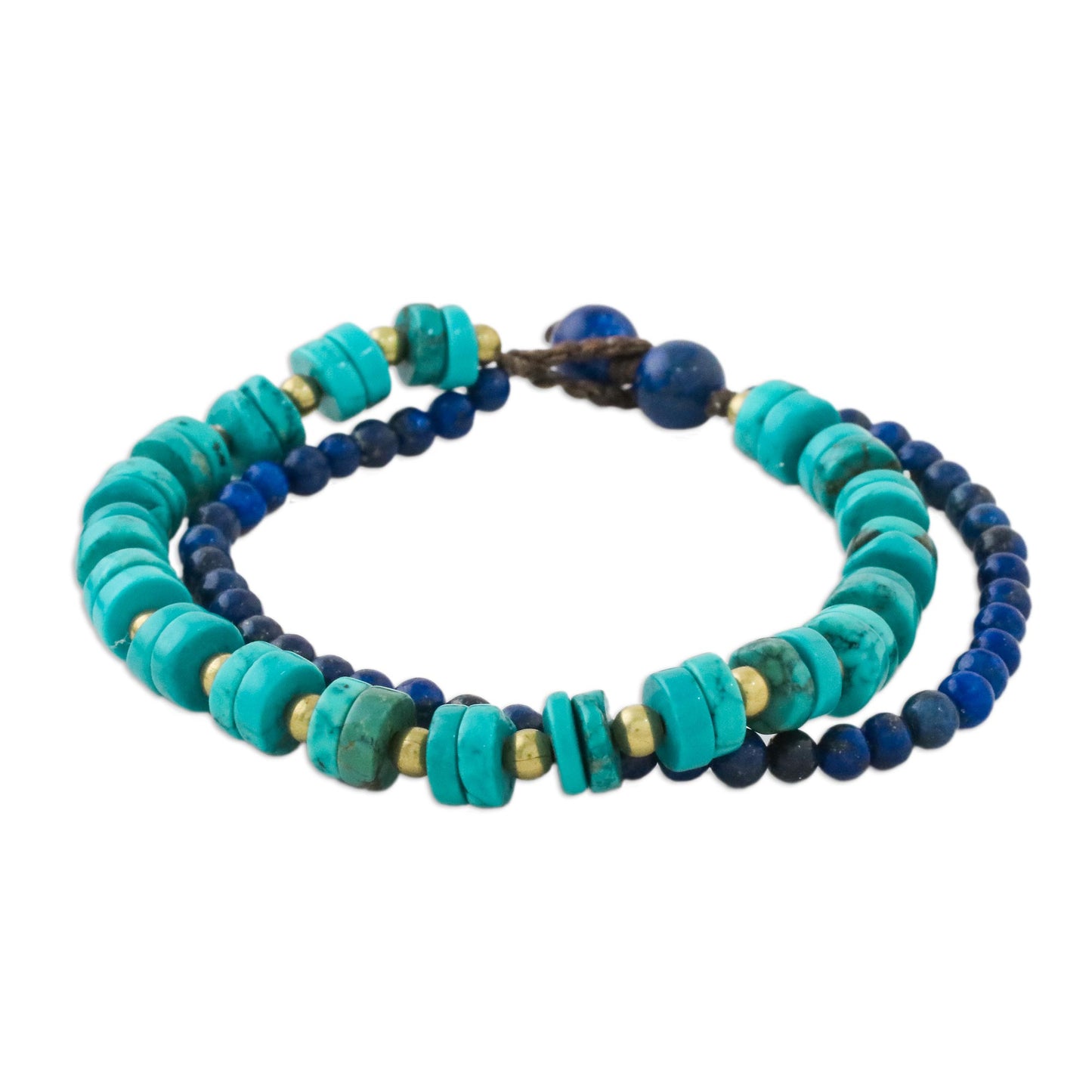 Mix of Blue Lapis Lazuli and Calcite Beaded Bracelet from Thailand