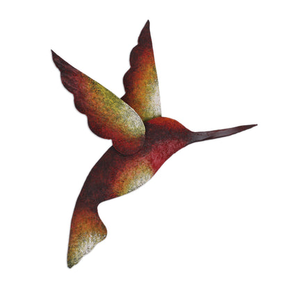 Delightful Hummingbird Artisan Handcrafted Hummingbird Steel Wall Sculpture