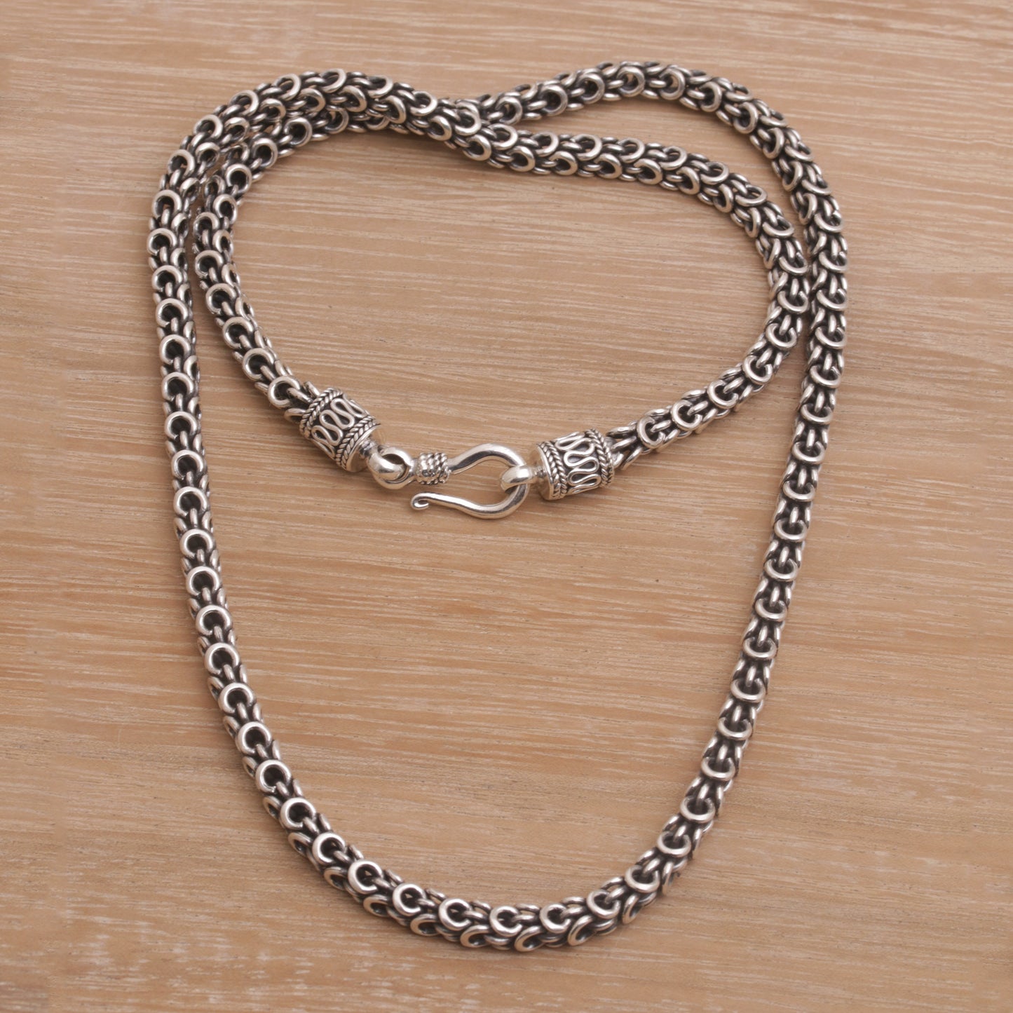 Sisik Charm Men's Handmade Sterling Silver Chain Necklace from Bali