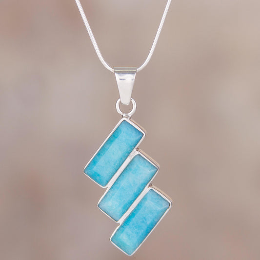 Distinguished Diagonals Fair Trade Modern Amazonite Necklace in Andean 925 Silver