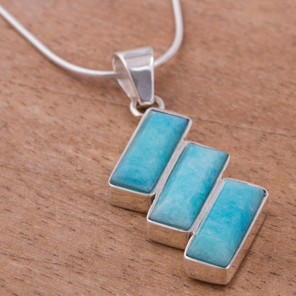 Distinguished Diagonals Fair Trade Modern Amazonite Necklace in Andean 925 Silver