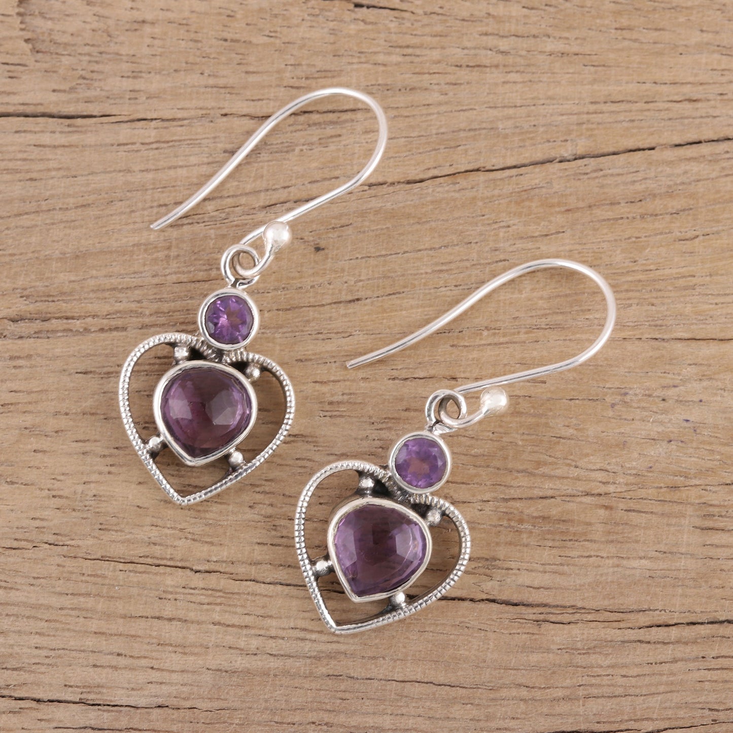 Lavender Heart Handmade 925 Sterling Silver Amethyst Heart Earrings