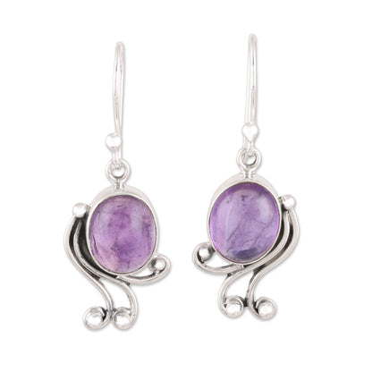 Pleasing Violet Handmade 925 Sterling Silver Amethyst Dangle Earrings