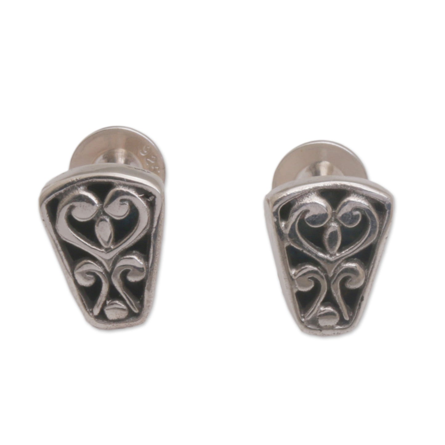 Endless Spirals Spiral Motif Sterling Silver Stud Earrings from Bali