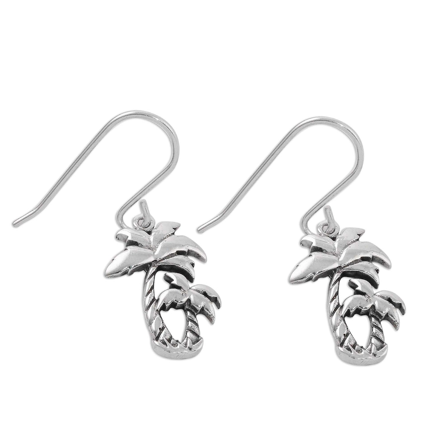 Paradise Palms Sterling Silver Twin Palm Dangle Earrings from Thailand