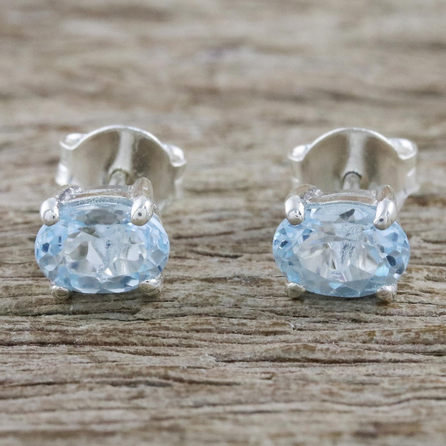 Everlasting Blue Classic Blue Topaz Stud Earrings from Thailand