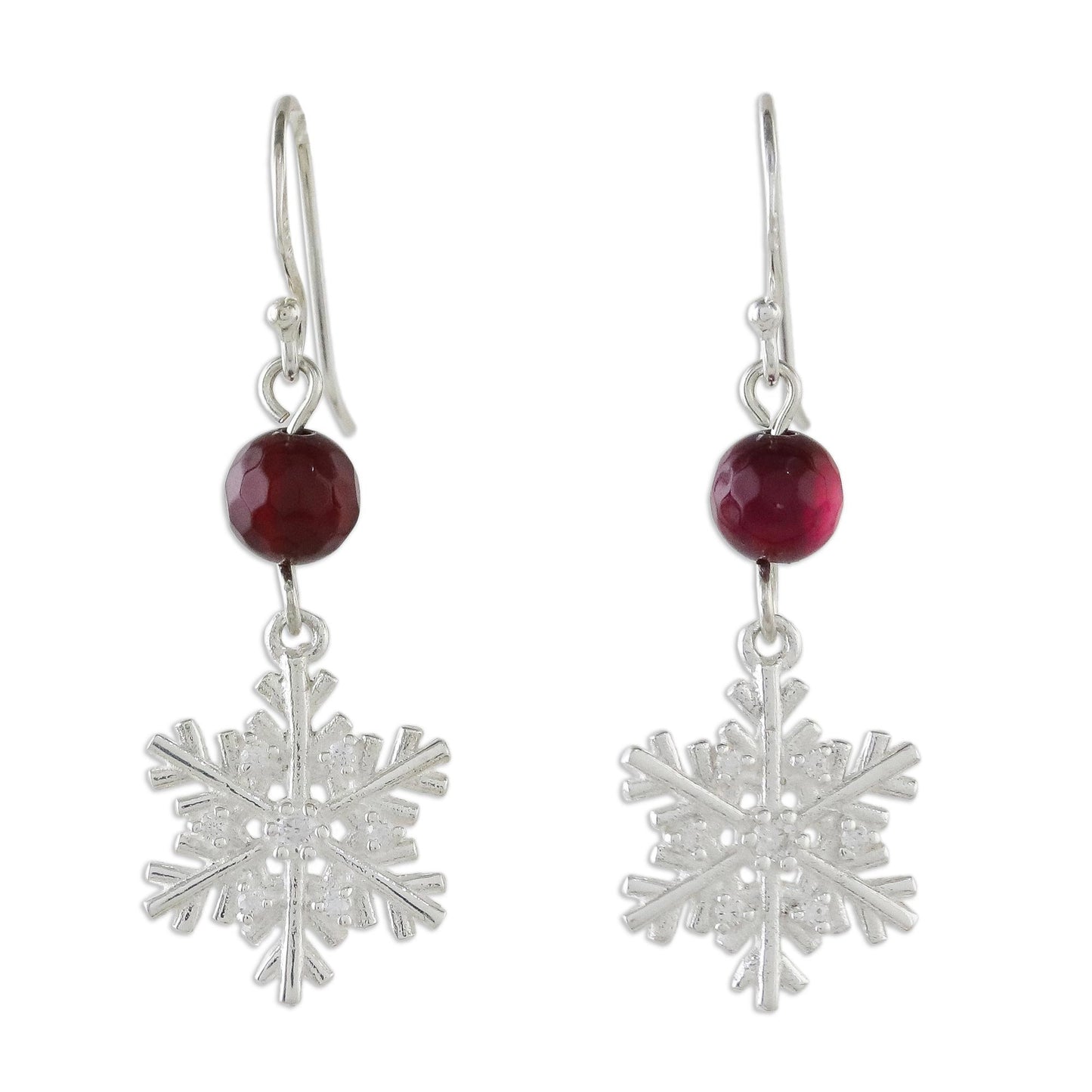 Winter Wonderland Sterling Silver Snowflake Earrings with Chalcedony