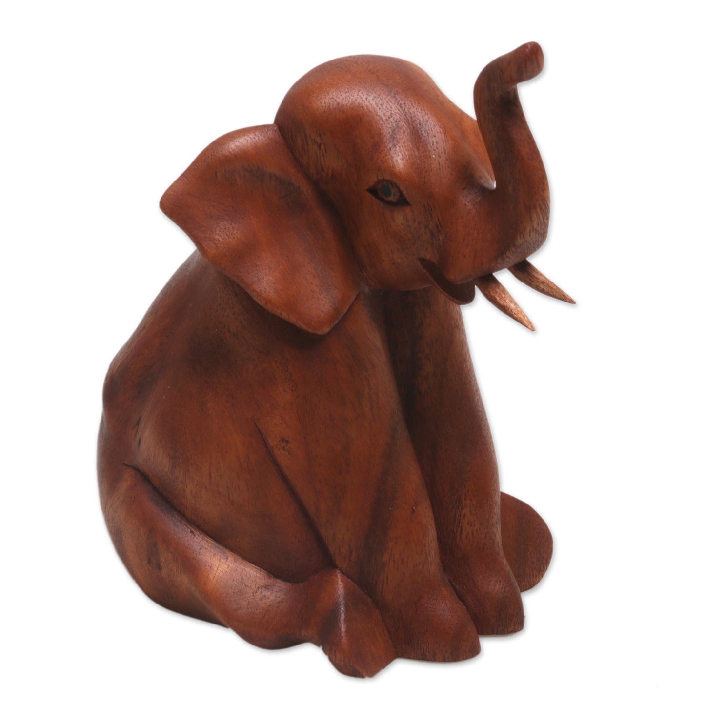 Elephant Child Hand Carved Suar Wood Baby Elephant Sculpture