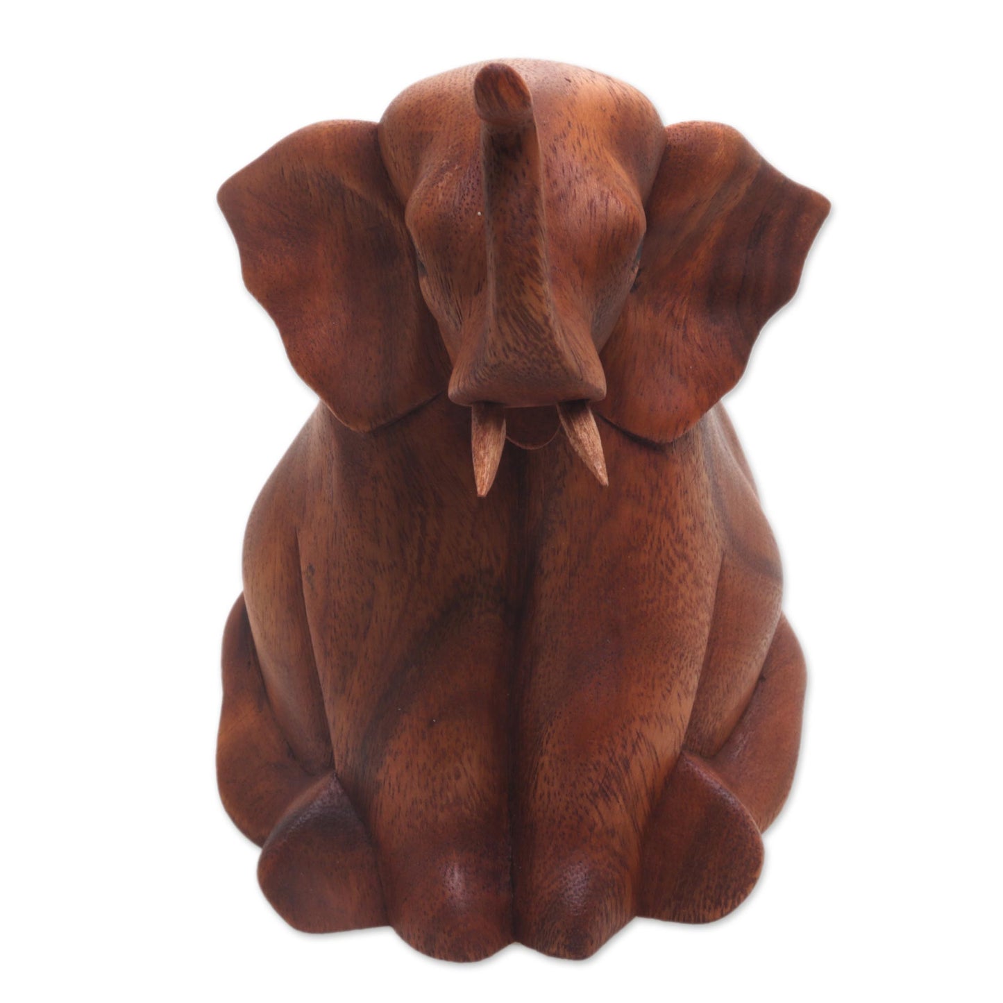 Elephant Child Hand Carved Suar Wood Baby Elephant Sculpture