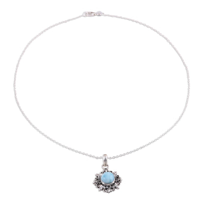 Ethereal Eden Larimar and Sterling Silver Pendant Necklace from India