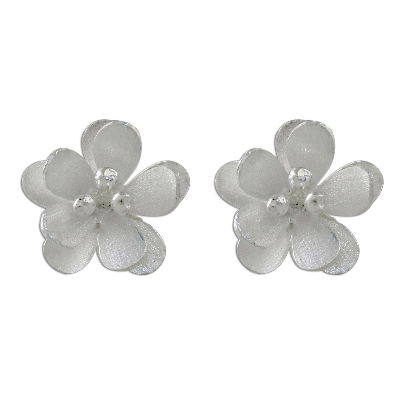 Fantastic Blossoms Flower-Shaped Sterling Silver Button Earrings from Thailand