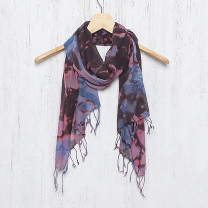 Artistic Colors Tie-Dyed Multicolored Cotton Wrap Scarf from Thailand