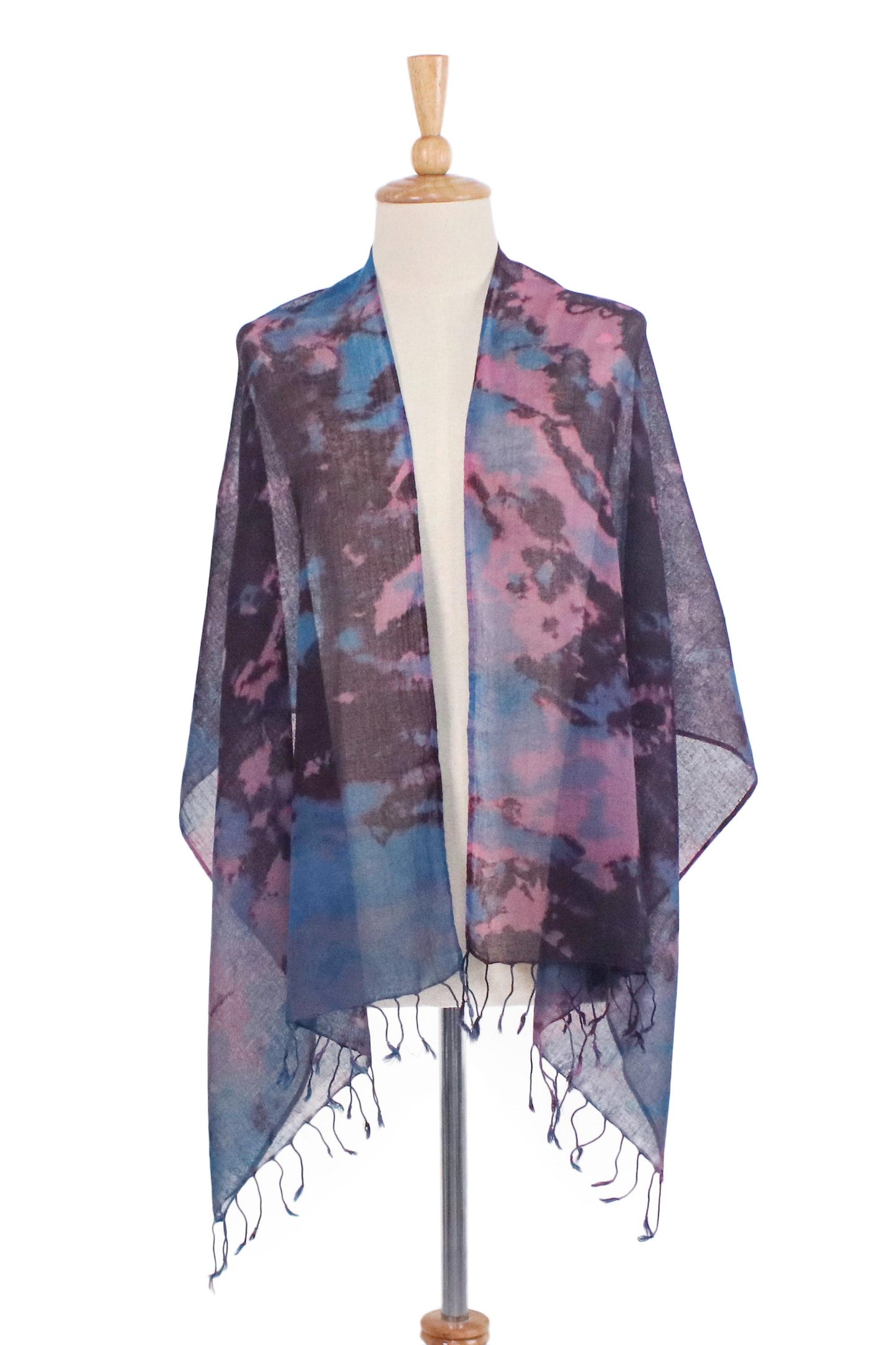 Artistic Colors Tie-Dyed Multicolored Cotton Wrap Scarf from Thailand