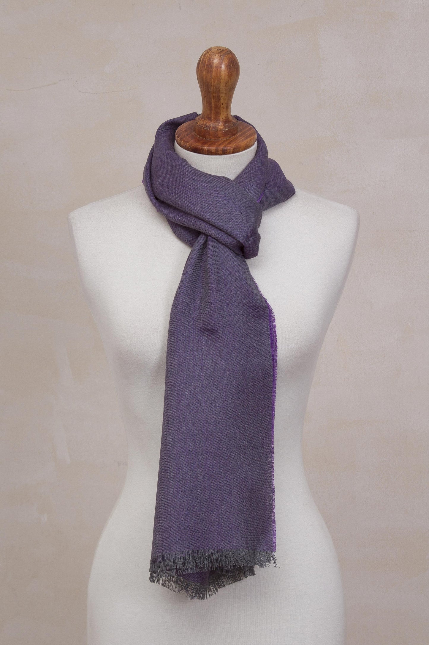 Options in Plum Alpaca and Silk Blend Scarf