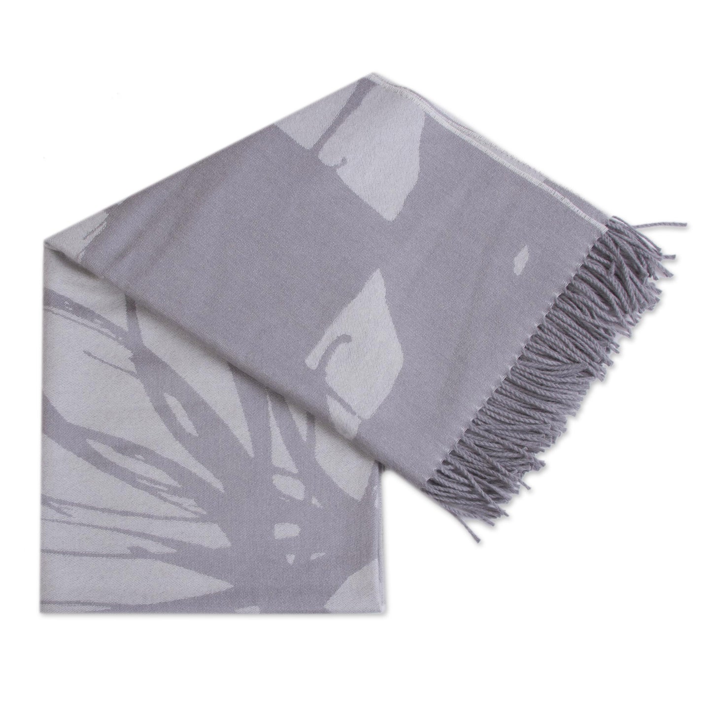 Impact in Grey Grey 100% Baby Alpaca Wool Fringed Blanket