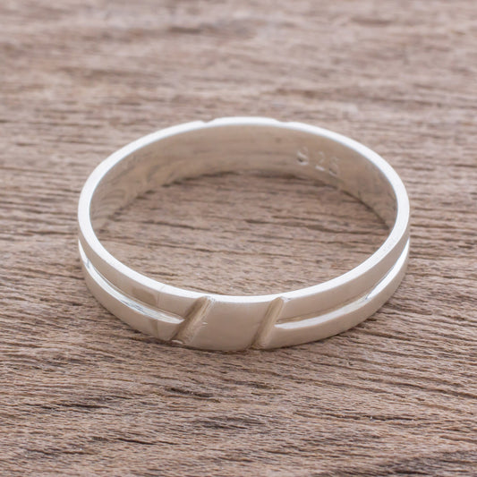 Faith in Life Simple Sterling Silver Band Ring Crafted in Guatemala