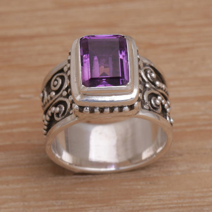 Quadratic Agreement Handmade 925 Sterling Silver Purple Amethyst Cocktail Ring