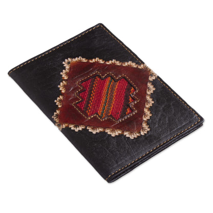 Inca Traveler Dark Brown Leather Passport Cover with Incan Cross Design