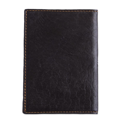 Inca Traveler Dark Brown Leather Passport Cover with Incan Cross Design