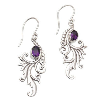 By the Wind Amethyst and Sterling Silver Dangle Earrings from Bali