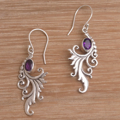 By the Wind Amethyst and Sterling Silver Dangle Earrings from Bali