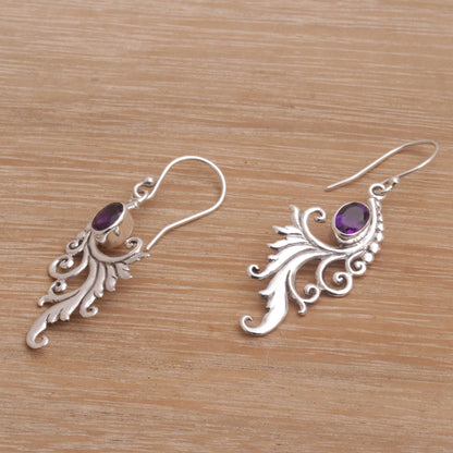 By the Wind Amethyst and Sterling Silver Dangle Earrings from Bali