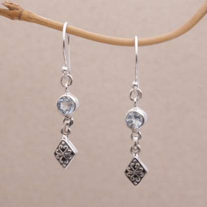 Sky Serenade Blue Topaz and Sterling Silver Dangle Earrings from Bali