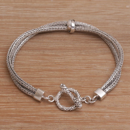 Without End Sterling Silver Double Strand Chain Bracelet from Bali