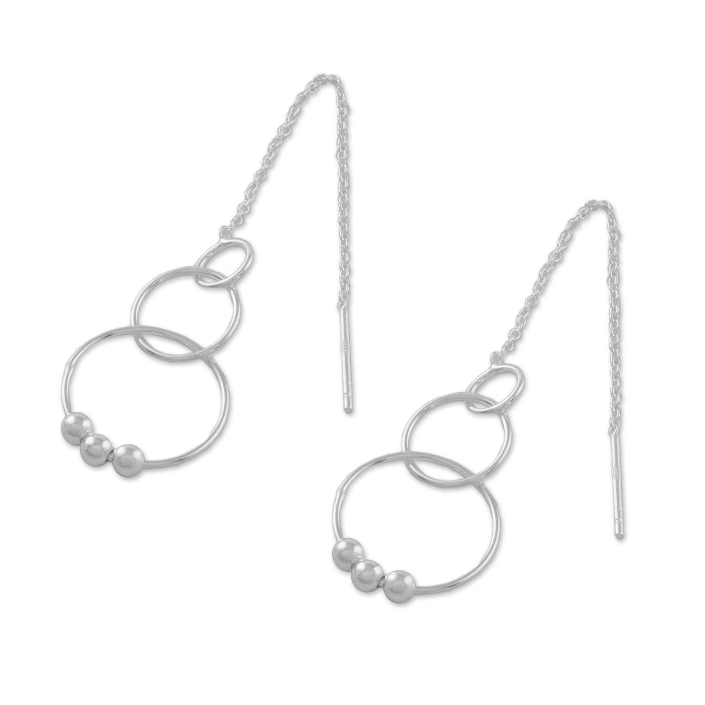 Cascading Circles Sterling Silver Cascading Circles Threader Earrings