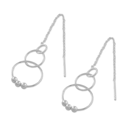 Cascading Circles Sterling Silver Cascading Circles Threader Earrings