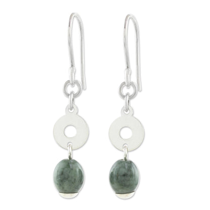 Garden Rings Circular Green Jade Dangle Earrings from Guatemala