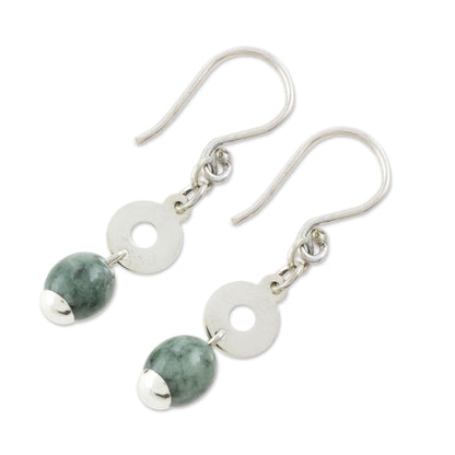 Garden Rings Circular Green Jade Dangle Earrings from Guatemala