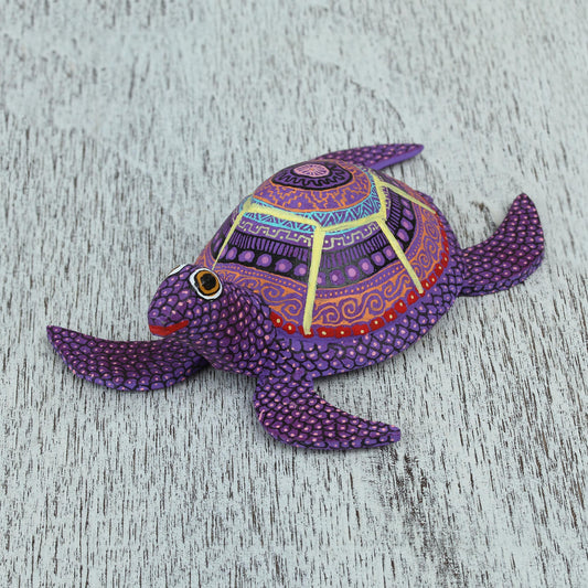Exquisite Turtle Handcrafted Copal Wood Alebrije Turtle Figurine
