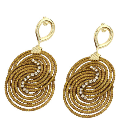 Fields of Hope Gold Plated Golden Grass Dangle Earrings with Rhinestones