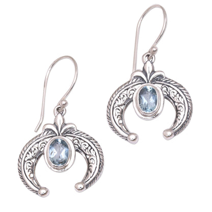 Elegant Talons Indonesian Blue Topaz and Sterling Silver Dangle Earrings