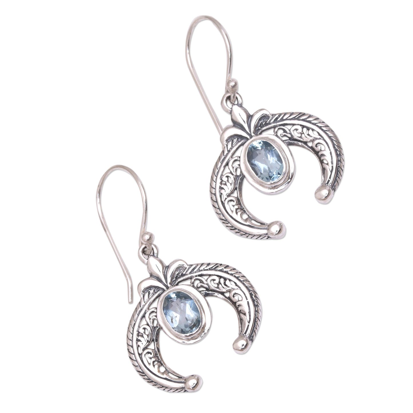 Elegant Talons Indonesian Blue Topaz and Sterling Silver Dangle Earrings