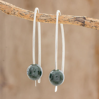 Dark Green Chimera Beauty Dark Green Jade Drop Earrings from Guatemala