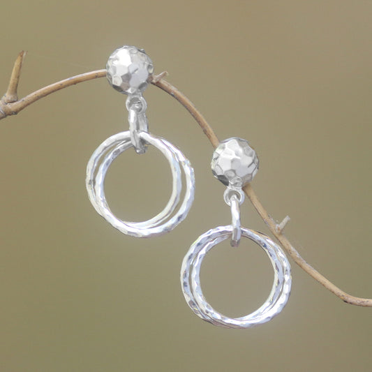 Glistening Hoops Sterling Silver Earrings