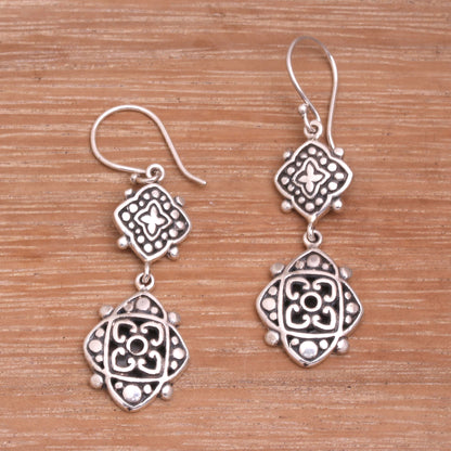 Elegant Star Artisan Crafted Sterling Silver Dangle Earrings from Bali