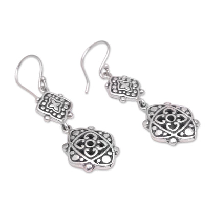 Elegant Star Artisan Crafted Sterling Silver Dangle Earrings from Bali