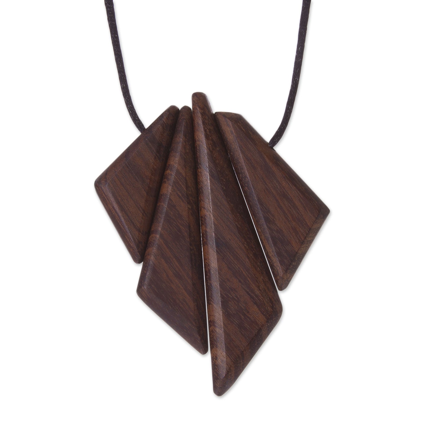 Autumnal Reverie Peruvian Reclaimed Wood Pendant and Cord Necklace