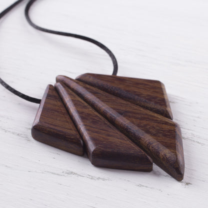 Autumnal Reverie Peruvian Reclaimed Wood Pendant and Cord Necklace