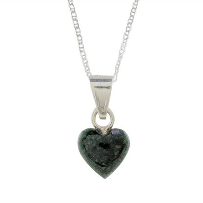 Symbol of Love Jade and Sterling Silver Heart Pendant Necklace