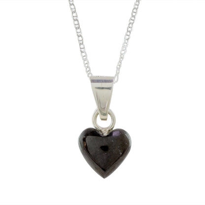 Black Symbol of Love Black Jade and Sterling Silver Heart Pendant Necklace