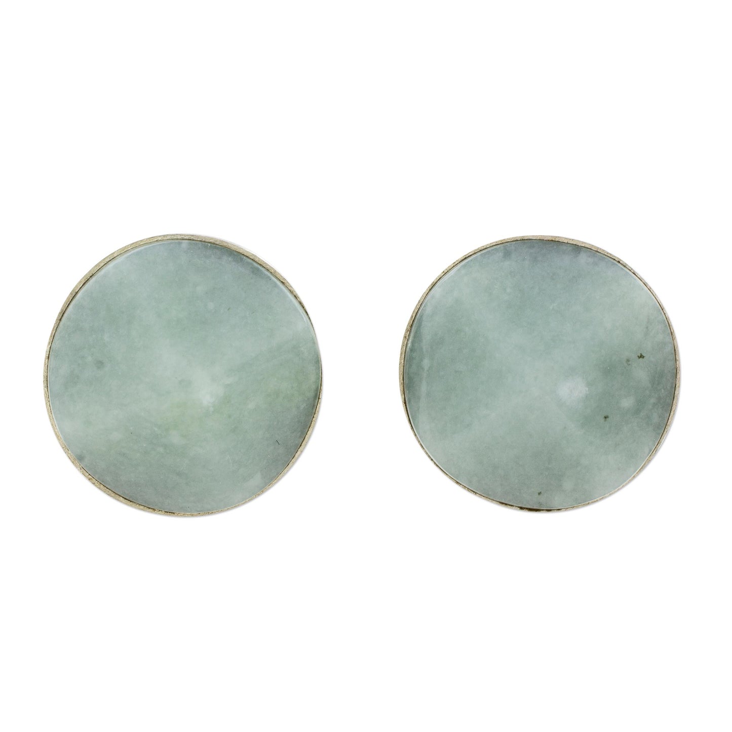 Apple Green Faceted Circles Apple Green Jade Stud Earrings from Guatemala