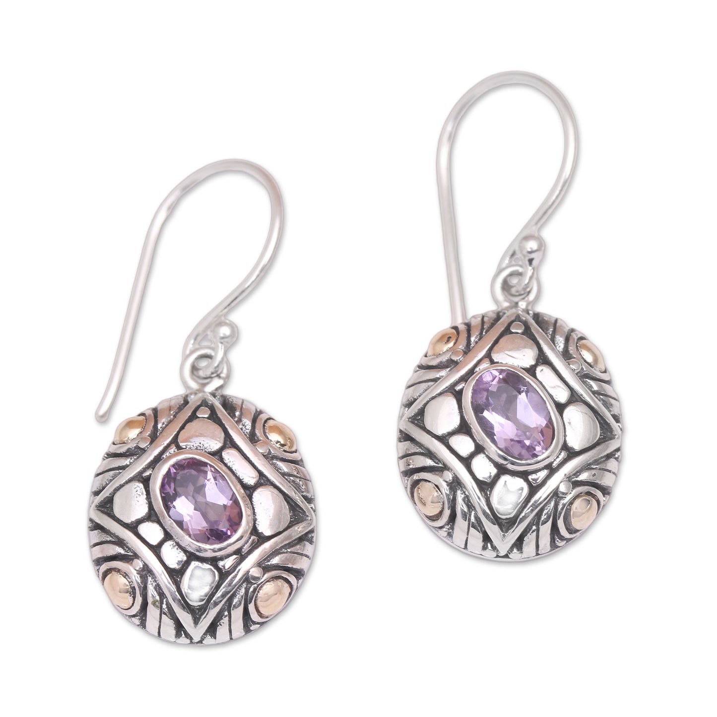 Jungle Diamonds Amethyst & 18K Gold Accented Sterling Silver Dangle Earrings