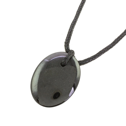 Ancient Allure Black Jade Pendant Necklace with Cotton Cord