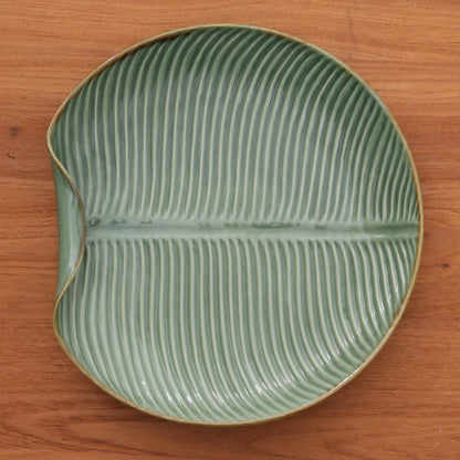 Banana Vibes Ceramic Banana Leaf Serving Plate from Bali